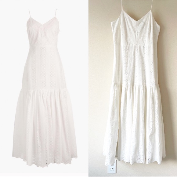 white eyelet spaghetti strap dress